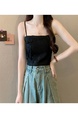 Black Real Shot Wholesale Price 2025 Summer New Sweet Spicy National Style Retro Chinese Knot Design Camisole with Chest Pad
