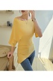 Yellow Real Shot 2025 Summer Plus Size Off-Shoulder Irregular Short-Sleeved T-shirt Shoulder Collar Slimming Top