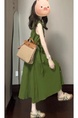 High Quality and Quality! French Style Green Lapel Sleeveless Dress Women's Summer Retro Elegant Single-Breasted Cardigan Dress