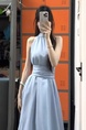 Tmall Quality! Spring Double-Layer French Gentle Sweet Elegance Slim Fit Nipped-Waist New Halter Sleeveless Dress in Light Blue