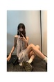 High Quality and Quality! French Style Halterneck Printed Sleeveless Dress Women's Summer Gentle Sweet Slimming Chiffon Fairy Dress in Light Gray