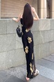 Original Fabric! Floral Skirt Sling Dress Chiffon Dress Slim Fit Waist-Controlled Slimming Temperament Long Long Dress Female Summer in Black
