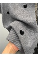 Super Nice Design Love Square Collar Short Sleeve Knitwear for Women 2025 Summer New Gray Cropped T-shirt