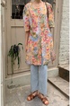 Spot Holiday Style Retro Stylish Small Square Collar Contrast Color Oil Painting Print Versatile Age-Reducing Petite Dress in Multicolor