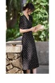 Spot French Elegant Tea Break Dress Female 2025 Summer Commuting Simple Waist Slim V-Neck Floral Skirt in Black