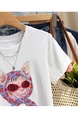 Real Shot Printed White Short-Sleeved T-shirt for Women Summer 2025 New Korean Style Casual Loose Round Neck Half Sleeve T-shirt Top Clothes