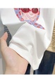 Real Shot Printed White Short-Sleeved T-shirt for Women Summer 2025 New Korean Style Casual Loose Round Neck Half Sleeve T-shirt Top Clothes