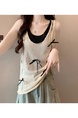 Real Shot Wholesale Price 2025 Summer New Sweet Spicy Style Fake Two-Piece Hollow Hole Design Camisole Top in Beige