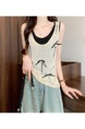 Real Shot Wholesale Price 2025 Summer New Sweet Spicy Style Fake Two-Piece Hollow Hole Design Camisole Top in Beige