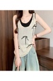 Real Shot Wholesale Price 2025 Summer New Sweet Spicy Style Fake Two-Piece Hollow Hole Design Camisole Top in Beige