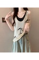 Real Shot Wholesale Price 2025 Summer New Sweet Spicy Style Fake Two-Piece Hollow Hole Design Camisole Top in Beige