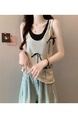 Real Shot Wholesale Price 2025 Summer New Sweet Spicy Style Fake Two-Piece Hollow Hole Design Camisole Top in Beige