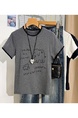 Real Shot Heavy Industry Manual Crocheted Short-Sleeved T-shirt Women's Summer Simple Pen Elephant Embroidered T-shirt Western Style Shoulder Clothes in Gray