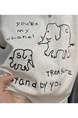 Real Shot Heavy Industry Manual Crocheted Short-Sleeved T-shirt Women's Summer Simple Pen Elephant Embroidered T-shirt Western Style Shoulder Clothes in Light Gray