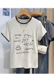 Real Shot Heavy Industry Manual Crocheted Short-Sleeved T-shirt Women's Summer Simple Pen Elephant Embroidered T-shirt Western Style Shoulder Clothes in Light Gray