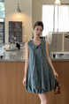 Light Blue Cost-Effective Doll Collar Sleeveless Denim Skirt Exquisite Special-Interest Design Tea Break French Dress Summer Wear Match