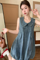 Light Blue Cost-Effective Doll Collar Sleeveless Denim Skirt Exquisite Special-Interest Design Tea Break French Dress Summer Wear Match
