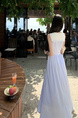 Light Blue Striped Dress Women's Summer 2025 New Small Temperament Waist-Controlled Dress