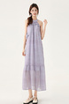 Lavender Real Shot Spot 2025 Summer New Handmade Flower Halter Dress Seaside Holiday Style Purple Long Skirt