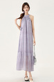 Lavender Real Shot Spot 2025 Summer New Handmade Flower Halter Dress Seaside Holiday Style Purple Long Skirt
