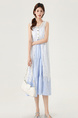 White and Blue Real Shot of the New 2025 Summer Bohemian Style Blouse with Blue Striped Suspender Dress