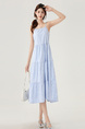 White and Blue Real Shot of the New 2025 Summer Bohemian Style Blouse with Blue Striped Suspender Dress