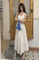 White Real Shot 2025 Spring and Summer New Simple White Dress Comfortable Daily A-line Large Hem Vest Pleated Dress Women