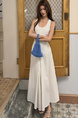 White Real Shot 2025 Spring and Summer New Simple White Dress Comfortable Daily A-line Large Hem Vest Pleated Dress Women