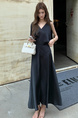 Black Real Shot 2025 Spring/Summer New Design Sense V-neck Draping Satin Dress Women's Waist-Tight Slimming Lace-up Dress