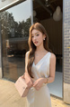 Ivory Real Shot 2025 Spring/Summer New Design Sense V-neck Draping Satin Dress Women's Waist-Tight Slimming Lace-up Dress