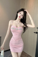 Pink Real Shot of 2025 Hepburn Style Dress with Suspenders, High-End Temperament, Slim Waist, Thin Hot Girl Short Skirt for Women