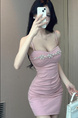 Pink Real Shot of 2025 Hepburn Style Dress with Suspenders, High-End Temperament, Slim Waist, Thin Hot Girl Short Skirt for Women