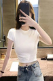 White Popular Hot Girl Cotton Short-Sleeved T-shirt Women's Summer 2025 Korean Style New Solid Color Round Neck Slim Fit All-Match Pure Desire Top
