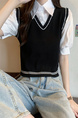 Black Real Shot Wholesale Price 2025 New Niche College Style POLO Collar Vest Fake Two-Piece Short-Sleeved Tops for Women