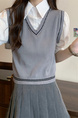 Gray Real Shot Wholesale Price 2025 New Niche College Style POLO Collar Vest Fake Two-Piece Short-Sleeved Tops for Women