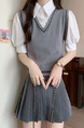 Gray Real Shot Wholesale Price 2025 New Niche College Style POLO Collar Vest Fake Two-Piece Short-Sleeved Tops for Women