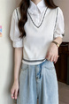 White Real Shot Wholesale Price 2025 New Niche College Style POLO Collar Vest Fake Two-Piece Short-Sleeved Tops for Women