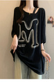 Black Real Shot of the New 2025 Summer Style Careful Off-Shoulder Slimming Versatile T-Shirt for Women Large Size Loose Casual Short-Sleeved Top