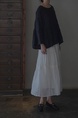 Small Bi Standby 100 Ramie Lace Stitching A-line Slimming Tiered Skirt in White - Summer