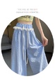 Real Shot Lace Lattice Loose Pants Women's Summer 2025 New High Waist Loose and Slimming Casual Trousers in Light Blue