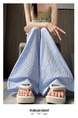 Real Shot Lace Lattice Loose Pants Women's Summer 2025 New High Waist Loose and Slimming Casual Trousers in Light Blue