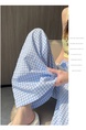 Real Shot Lace Lattice Loose Pants Women's Summer 2025 New High Waist Loose and Slimming Casual Trousers in Light Blue