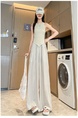 White Real Shot Ice Silk Linen Wide-Leg Pants Women's 2025 Summer New High Waist Cotton and Linen Lace-up Belly Contracting Large Swing Yamamoto Culottes.