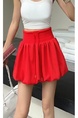 Korean Casual Flower Bud Skirt for Women 2025 Summer High Waist Drawstring Sports Sweater Skirt Hot Girl A-Line Puffy Short Skirt - Red