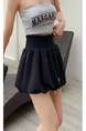 Korean Casual Flower Bud Skirt for Women 2025 Summer High Waist Drawstring Sports Sweater Skirt Hot Girl A-Line Puffy Short Skirt - Black