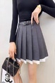 Gray Pleated Skirt for Women Lace Stitching Temperament Summer New Style All-Match High Waist A-Line Suit Short Skirt Half-Length Skirt - Gray
