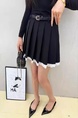Black Pleated Skirt for Women Lace Stitching Temperament Summer New Style All-Match High Waist A-Line Suit Short Skirt Half-Length Skirt - Black
