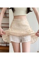 Beige Real Shot Design Niche Bow Pleated Skirt Female Summer Slim Ballet Style Puffy Cake Short Skirt - Beige