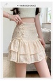 Beige Real Shot Design Niche Bow Pleated Skirt Female Summer Slim Ballet Style Puffy Cake Short Skirt - Beige