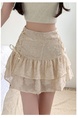 Beige Real Shot Design Niche Bow Pleated Skirt Female Summer Slim Ballet Style Puffy Cake Short Skirt - Beige